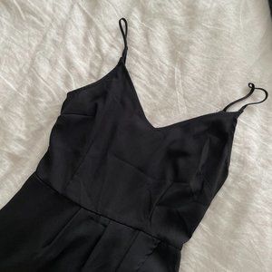 Black Wrap Spaghetti Strap Dress